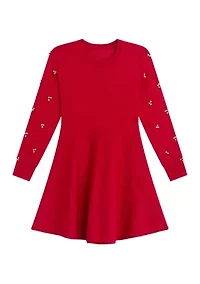 Girls 7–16 Pearl Rhinestone Sweater Dress