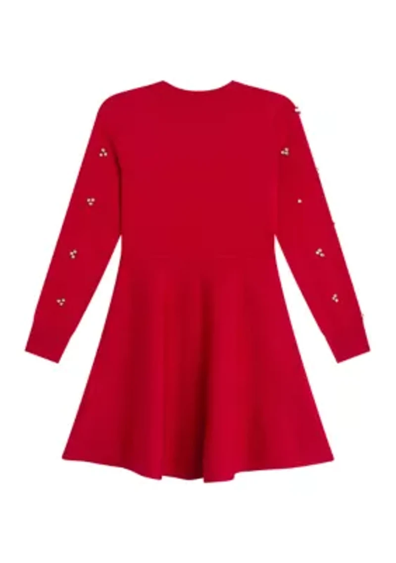 Girls 7–16 Pearl Rhinestone Sweater Dress