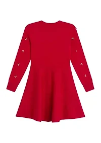 Girls 7–16 Pearl Rhinestone Sweater Dress