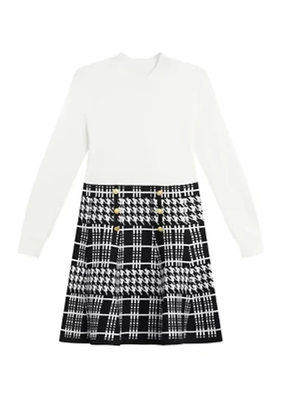 Girls 7-16 Fit and Flare Plaid Sweater Dress