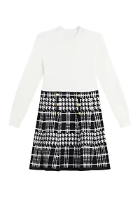 Girls 7-16 Fit and Flare Plaid Sweater Dress