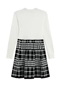 Girls 7-16 Fit and Flare Plaid Sweater Dress