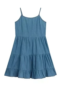 Girls 7-16 Pullover Crew to Denim Dress