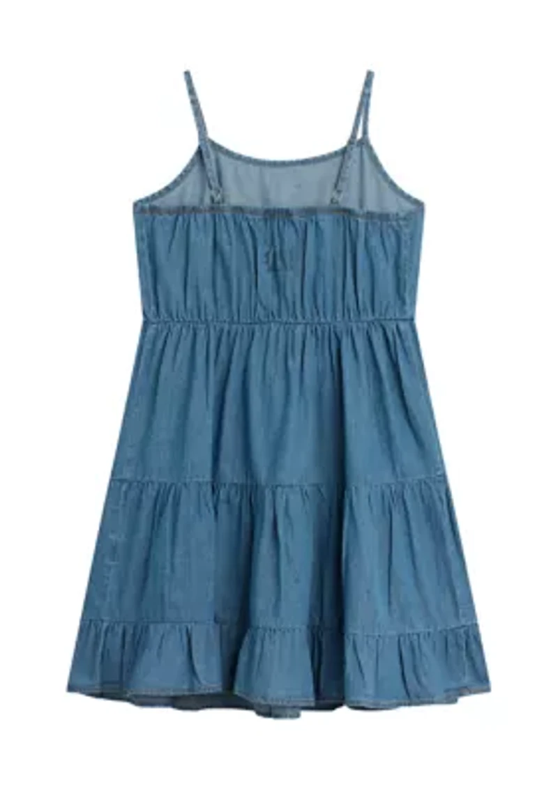 Girls 7-16 Pullover Crew to Denim Dress