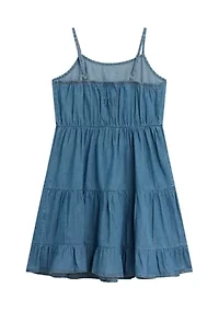 Girls 7-16 Pullover Crew to Denim Dress