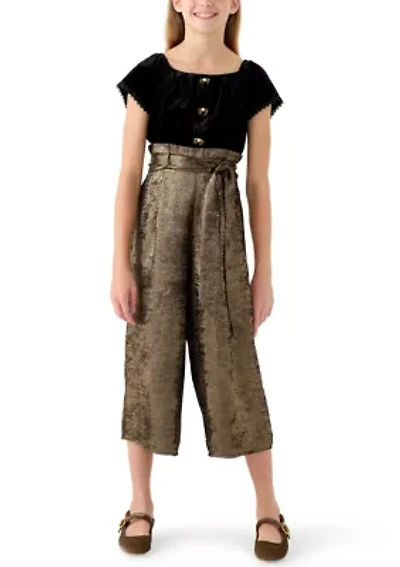 Girls 7-16 Velvet Gold Jumpsuit