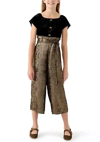 Girls 7-16 Velvet Gold Jumpsuit