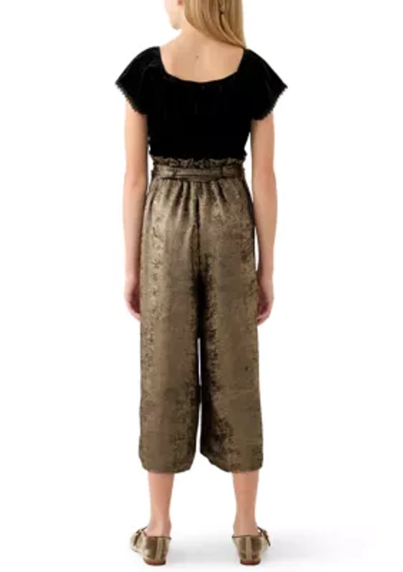 Girls 7-16 Velvet Gold Jumpsuit