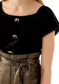Girls 7-16 Velvet Gold Jumpsuit