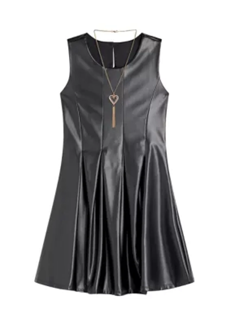 Girls 7-16 Pleather Skater Dress