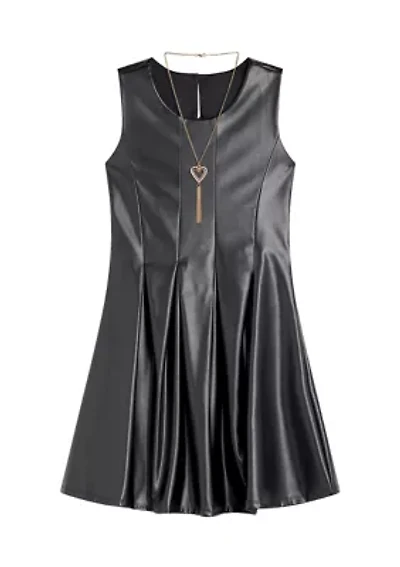Girls 7-16 Pleather Skater Dress