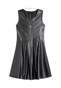 Girls 7-16 Pleather Skater Dress