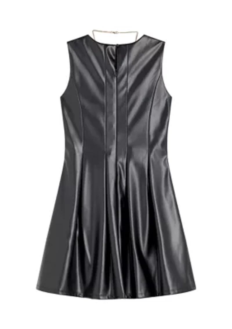Girls 7-16 Pleather Skater Dress