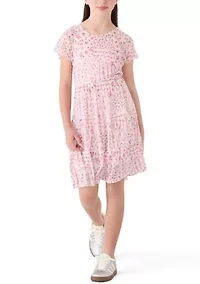 Girls 7-16 12 Denim Jacket Tiered Dress Set