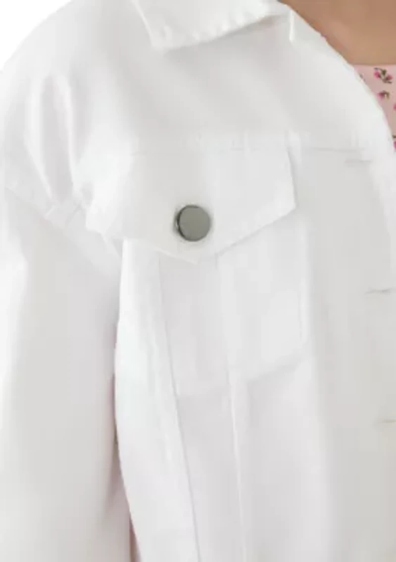 Girls 7-16 12 Denim Jacket Tiered Dress Set