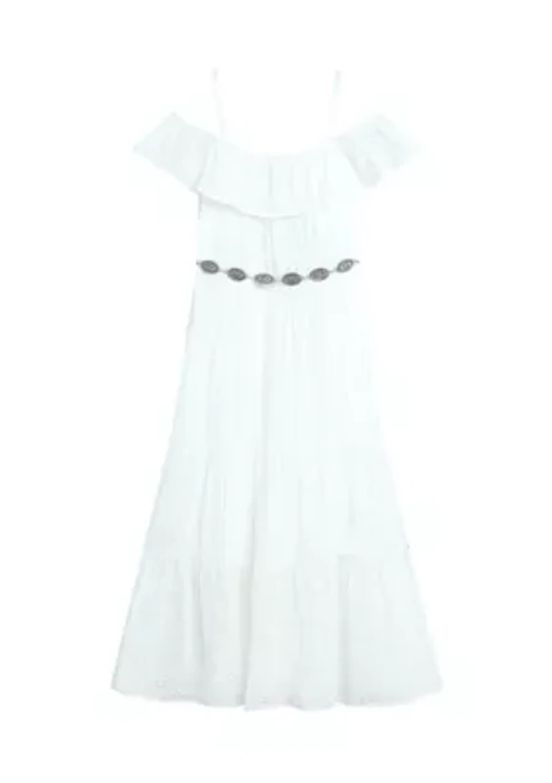 Girls 7-16 Eyelet Tiered Maxi Dress