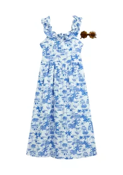 Girls 7-16 Tropical Print Dress