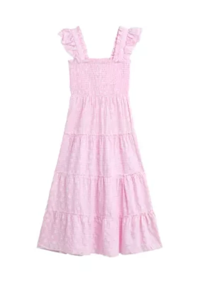 Girls 7-16 Gingham Smocked Maxi Dress