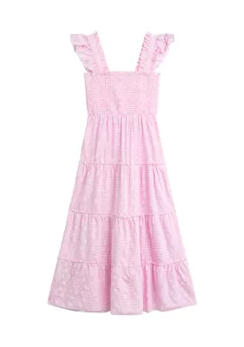 Girls 7-16 Gingham Smocked Maxi Dress