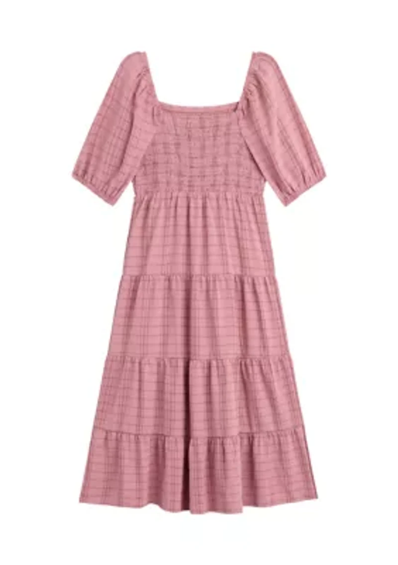 Girls 7-16 Plaid Printed Jacquard Dress