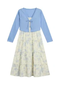 Girls 7-16 Cardigan Maxi Dress