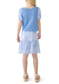 Girls 7-16 Floral Vest Sweater Dress