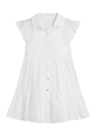 Girls 7-16 Eyelet Shirtdress