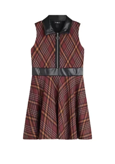 Girls 7-16 Plaid Pleather Dress