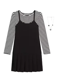 Girls 7-16 Pleated Jumper Dress Set