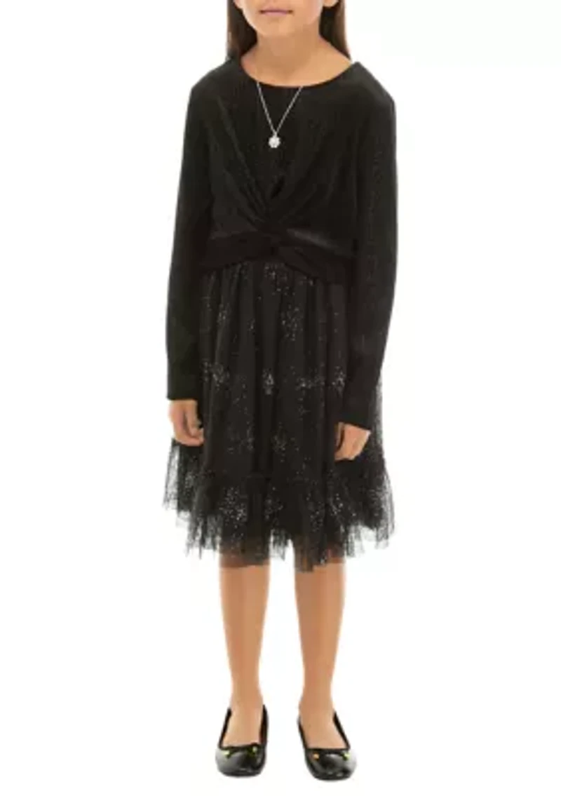 Girls 7-16 Sparkle Popover Dress