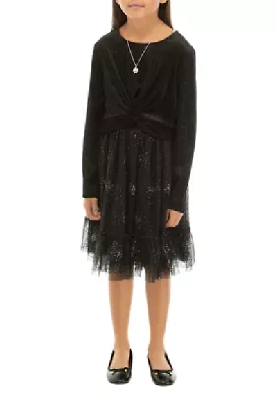 Girls 7-16 Sparkle Popover Dress