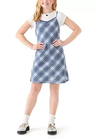 Girls 7-16 Blue Plaid Dress