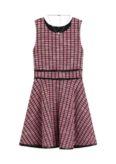 Girls 7-16 Boucle Skater Pleather Trim Dress