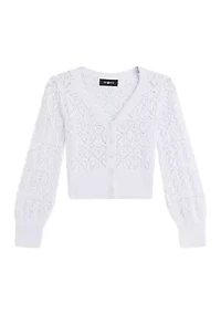 Girls 7-16 Open Eyelet Knit Cardigan