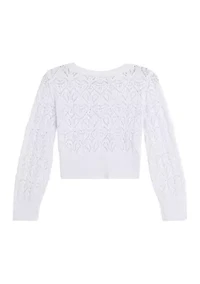 Girls 7-16 Open Eyelet Knit Cardigan