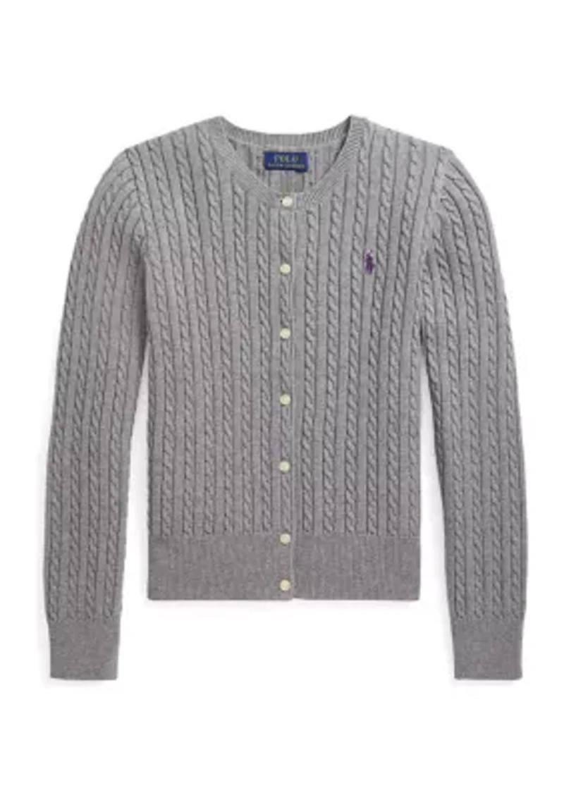 Girls 7-16 Mini-Cable Cotton Cardigan