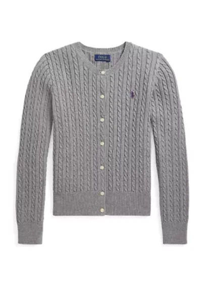 Girls 7-16 Mini-Cable Cotton Cardigan