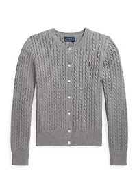 Girls 7-16 Mini-Cable Cotton Cardigan