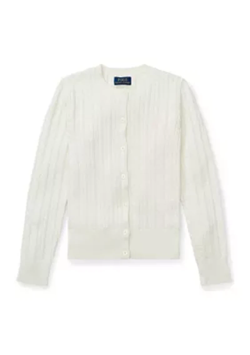 Girls 7-16 Mini-Cable Cotton Cardigan