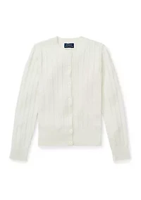 Girls 7-16 Mini-Cable Cotton Cardigan