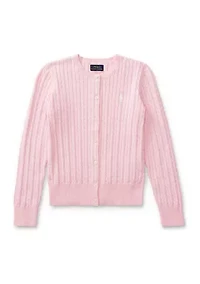 Girls 7-16 Mini-Cable Cotton Cardigan