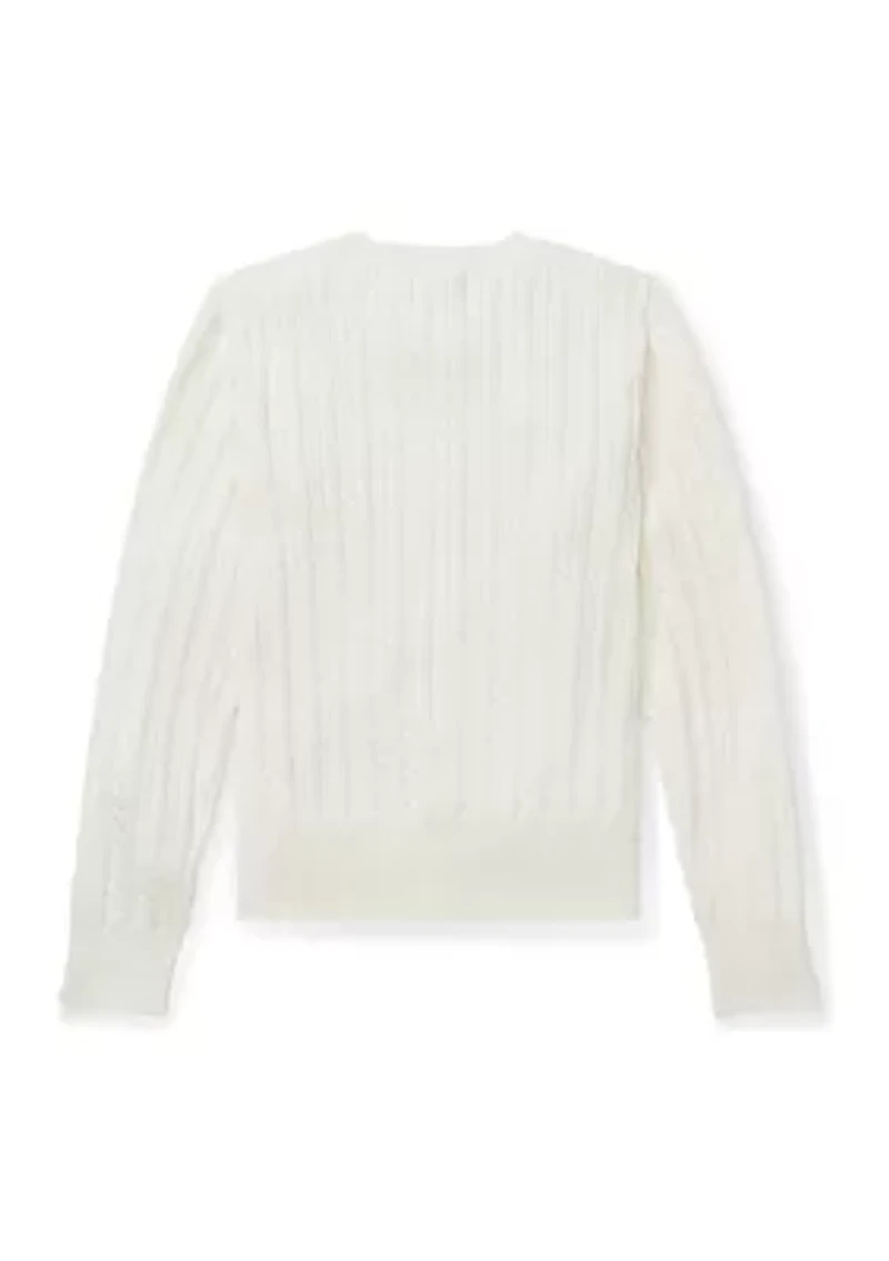 Girls 7-16 Mini-Cable Cotton Cardigan