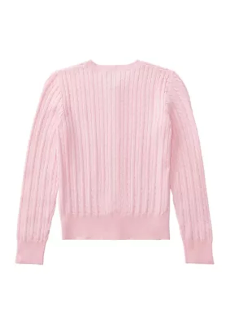 Girls 7-16 Mini-Cable Cotton Cardigan