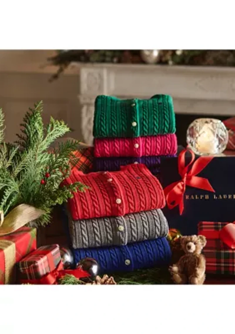 Girls 7-16 Mini-Cable Cotton Cardigan