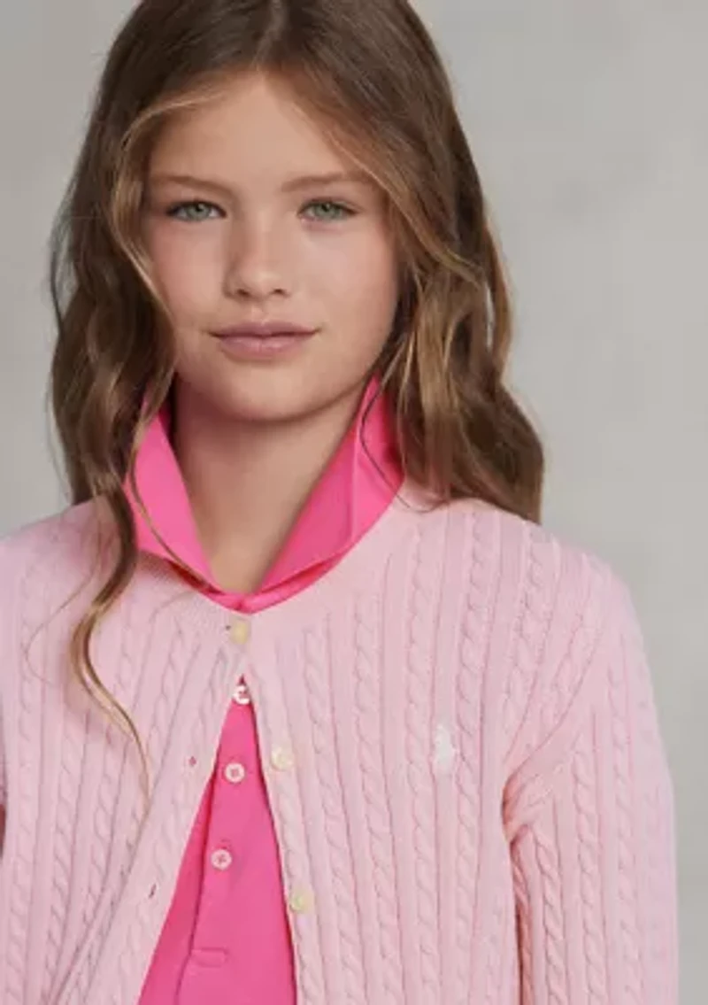 Girls 7-16 Mini-Cable Cotton Cardigan