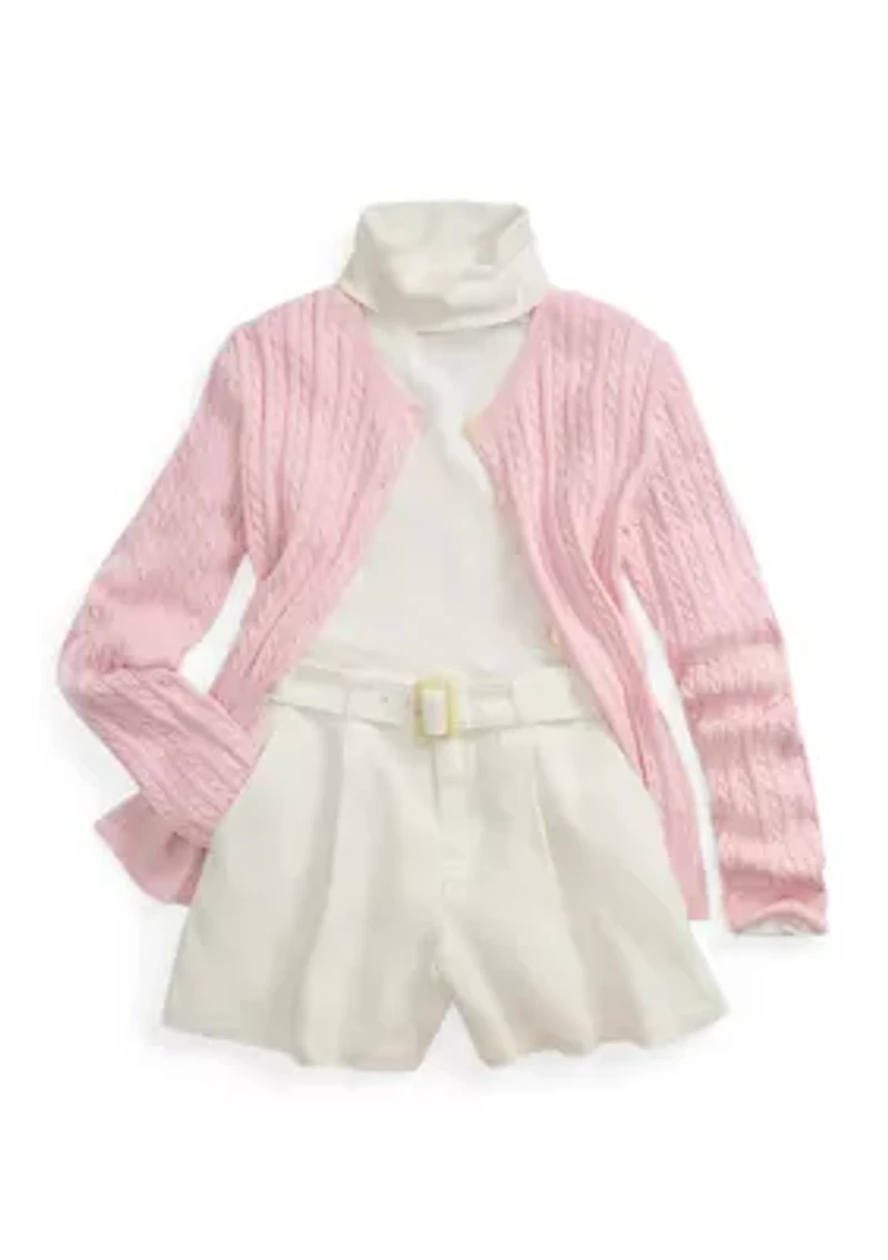Girls 7-16 Mini-Cable Cotton Cardigan