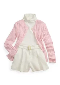 Girls 7-16 Mini-Cable Cotton Cardigan