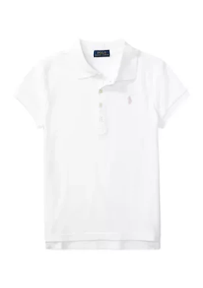 Girls 7-16 Stretch Cotton Mesh Polo Shirt