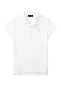 Girls 7-16 Stretch Cotton Mesh Polo Shirt