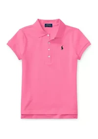 Girls 7-16 Stretch Cotton Mesh Polo Shirt